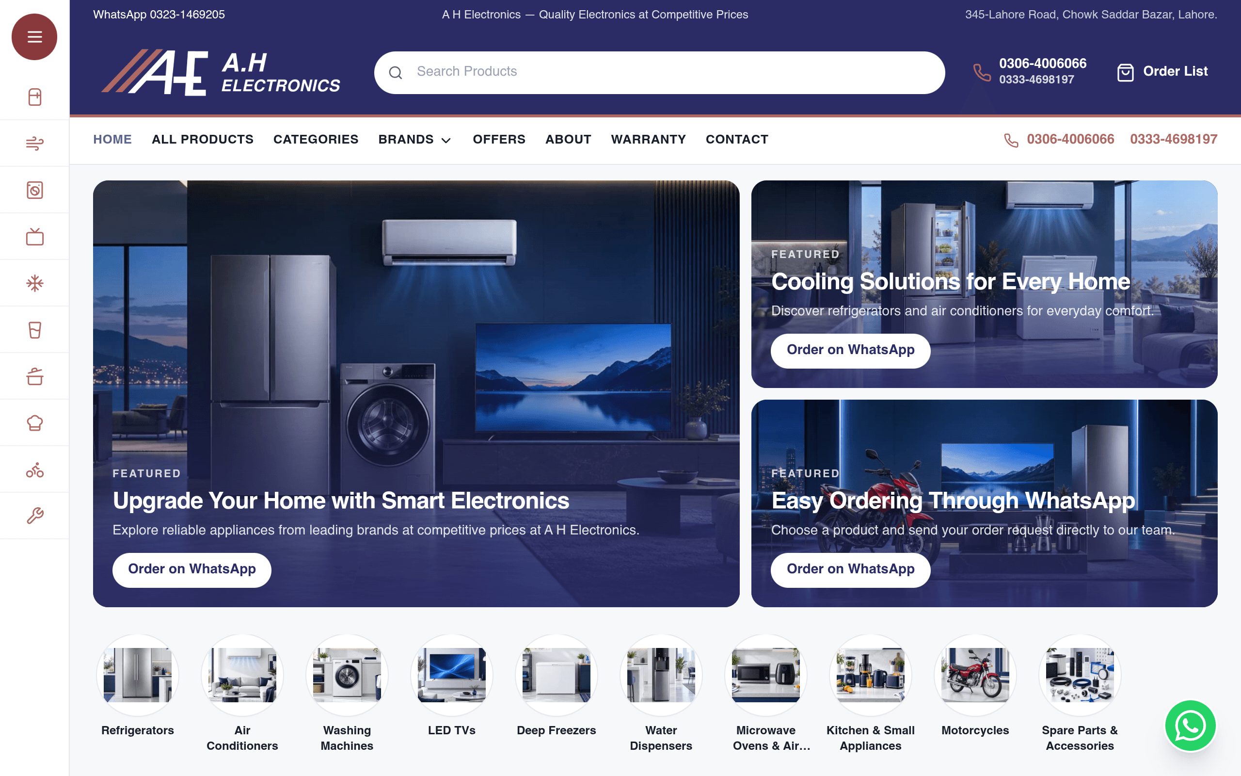 A H Electronics — Smart Home & Appliances Store homepage