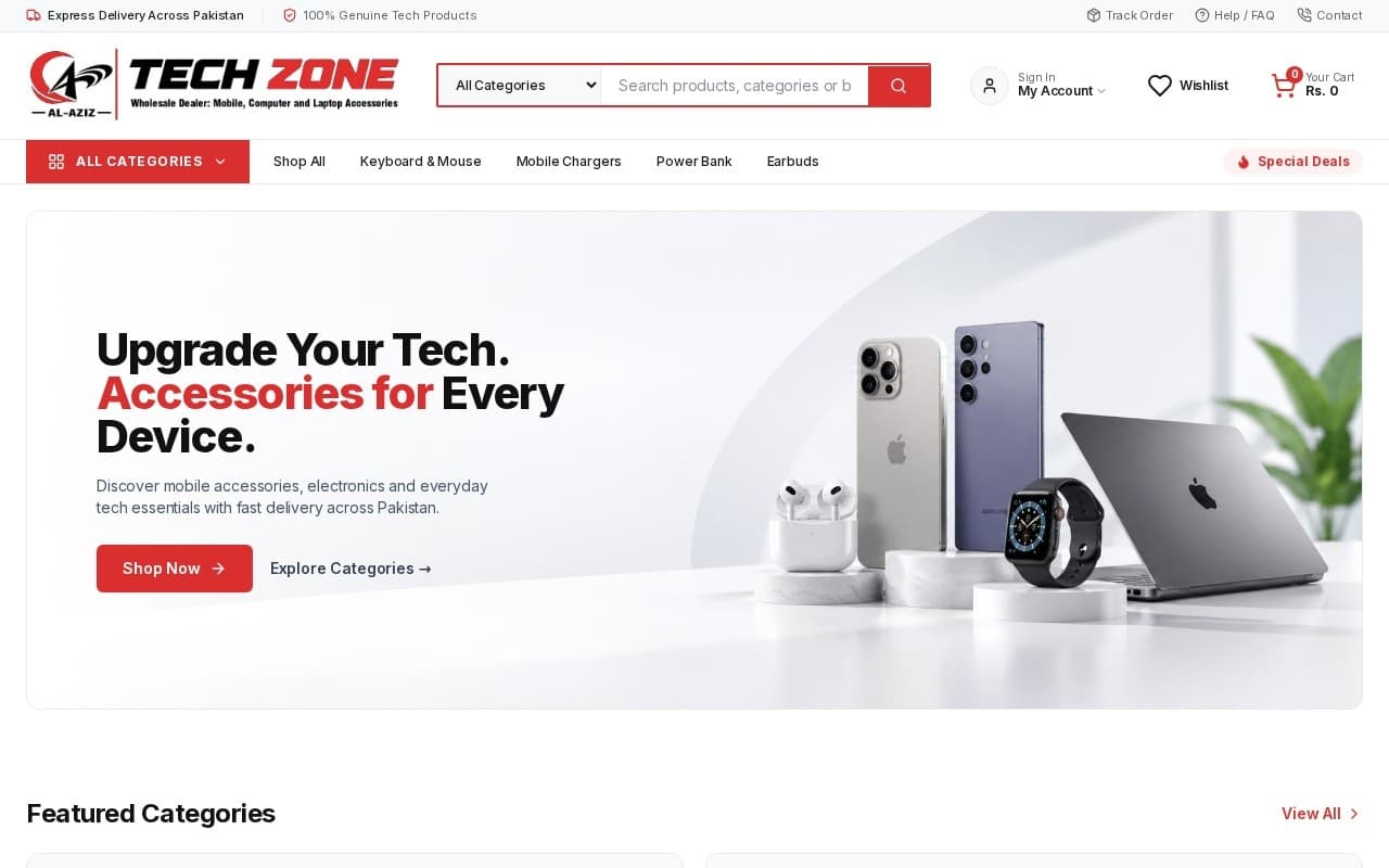 Al-Aziz Tech Zone — Mobile Accessories & Electronics homepage