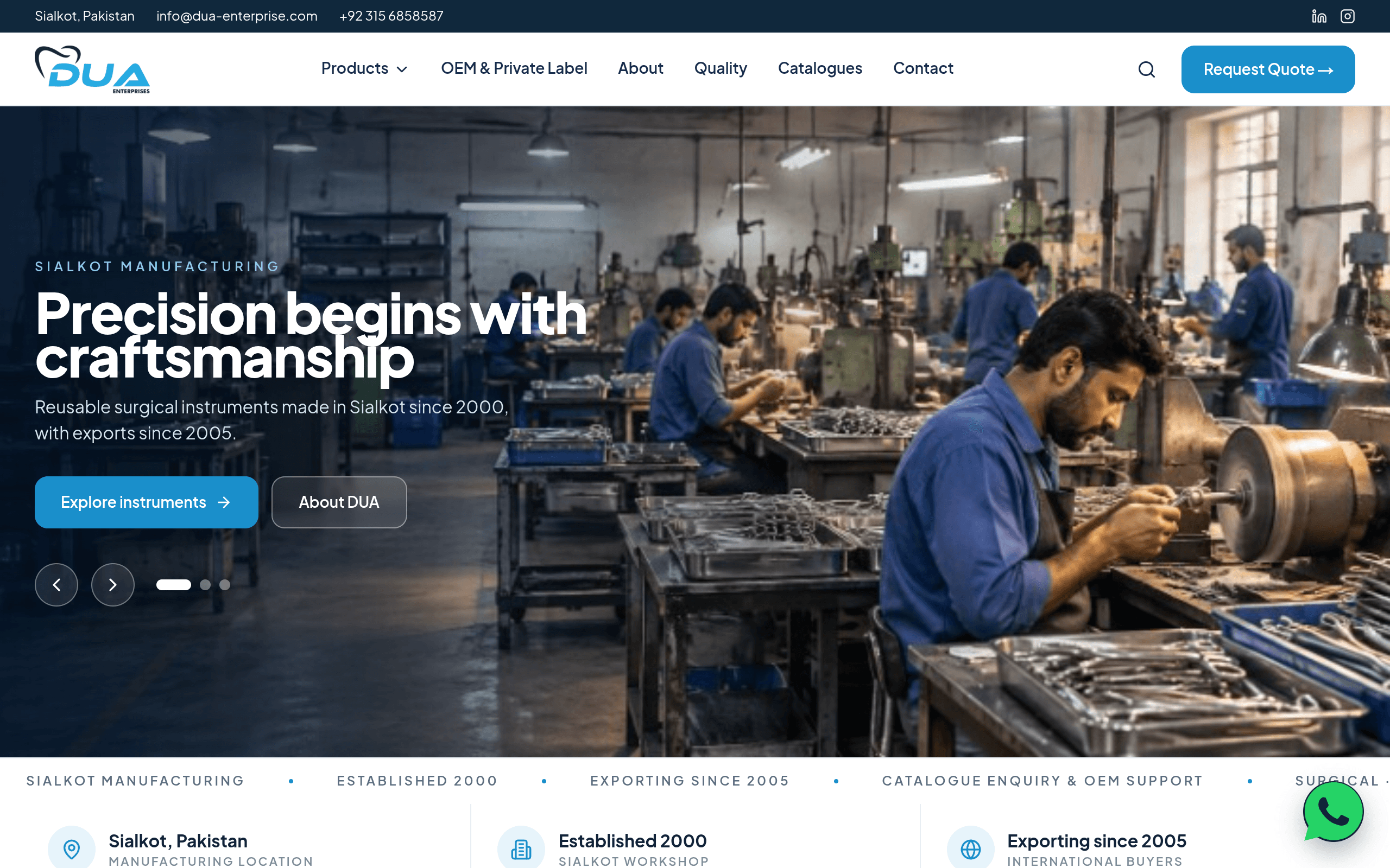DUA Enterprises — Surgical Instruments Sialkot homepage