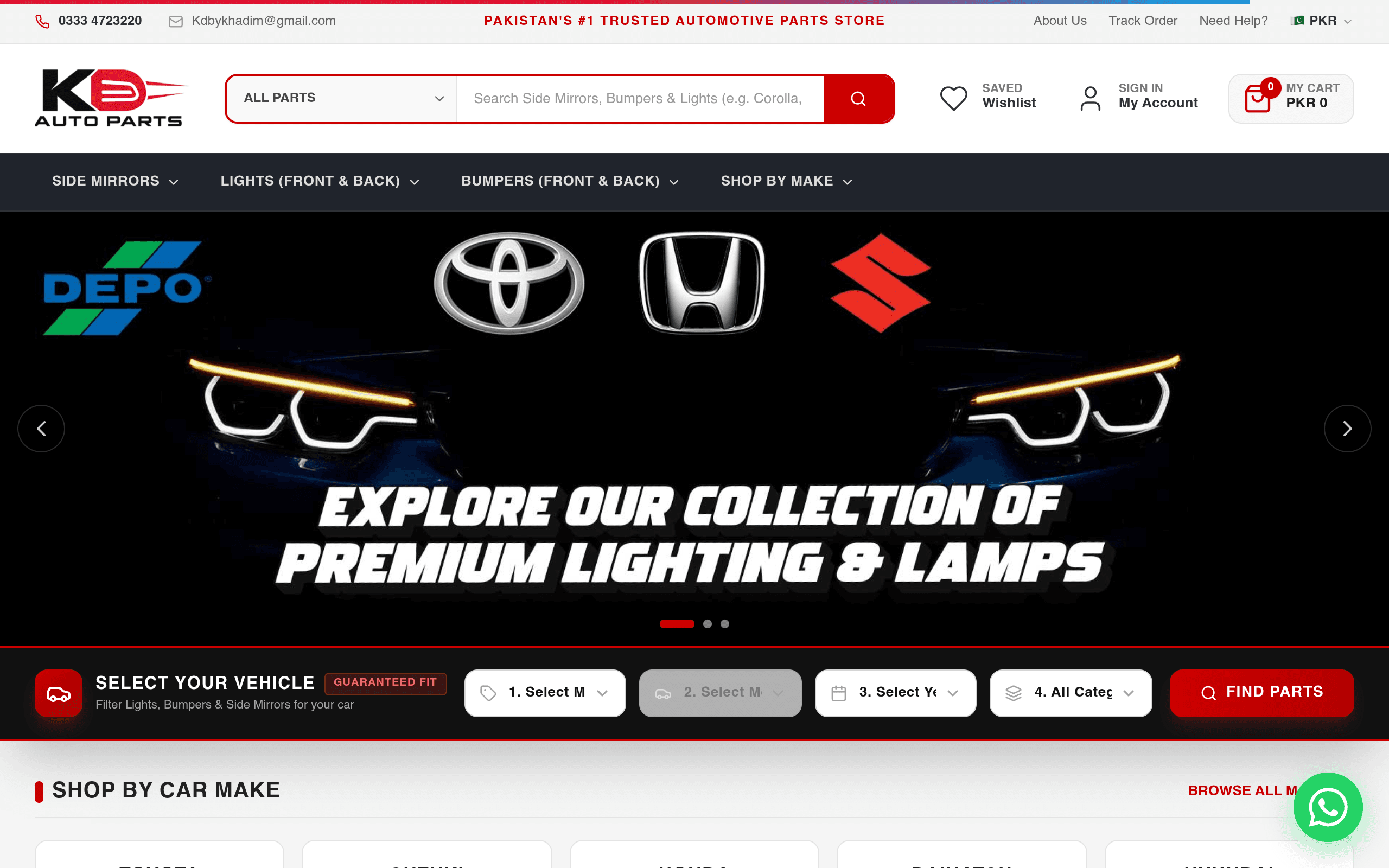 Khadim Auto Store — Auto Lights, Bumpers & Mirrors homepage