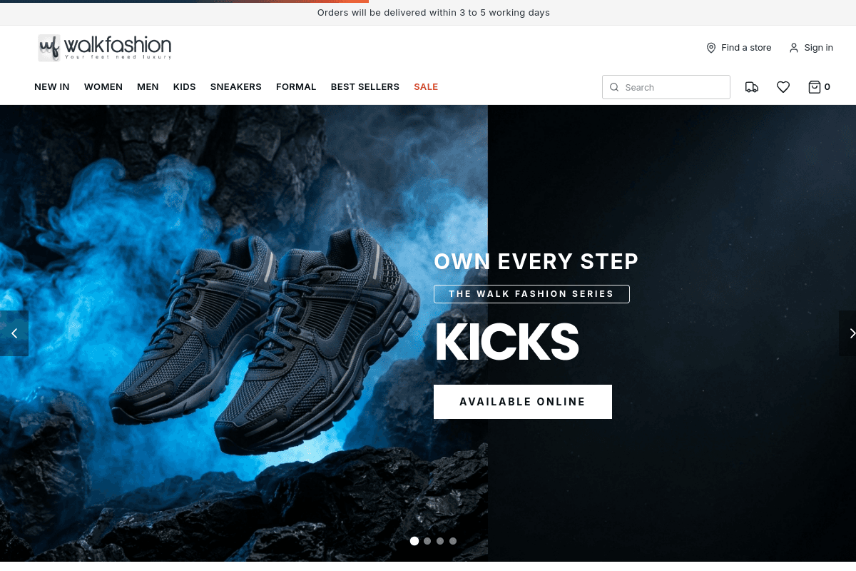 Walk Fashion — Modern Footwear Store homepage